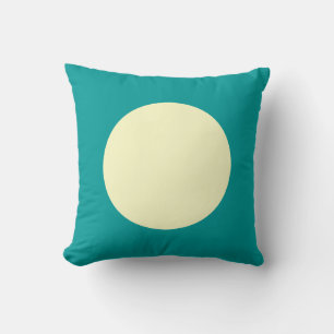 Round Colors - Pale Yellow and Ocean Green Throw Pillow
