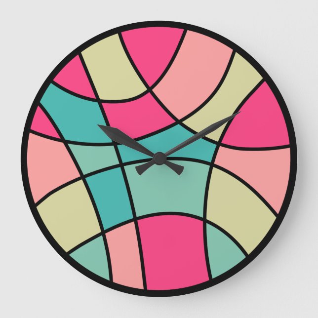 Round Colour Abstract 160422(06) Large Clock (Front)