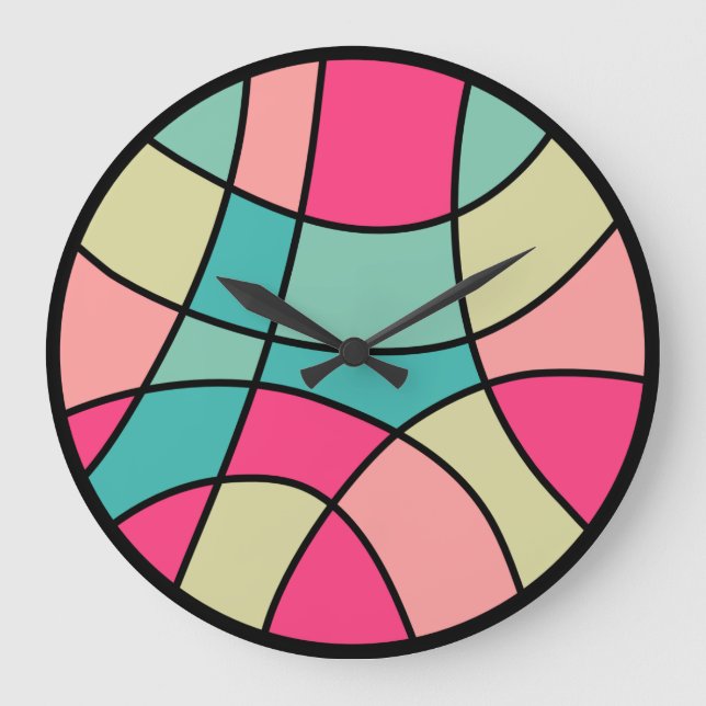 Round Colour Abstract 160422(07) Large Clock (Front)