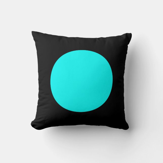 Round Colours - Cyan and Black Throw Pillow (Front)