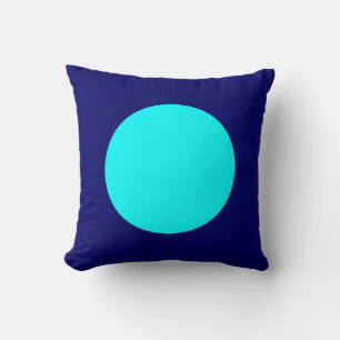 Round Colours - Cyan and Navy Throw Pillow