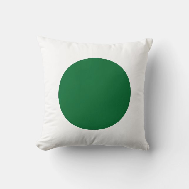 Round Colours - Forest Green and White Throw Pillow (Front)
