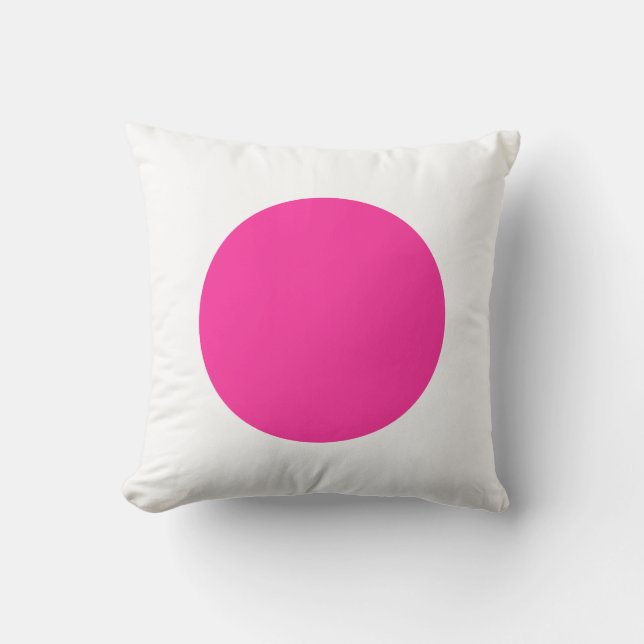 Round Colours - Hot Pink and White Throw Pillow (Front)