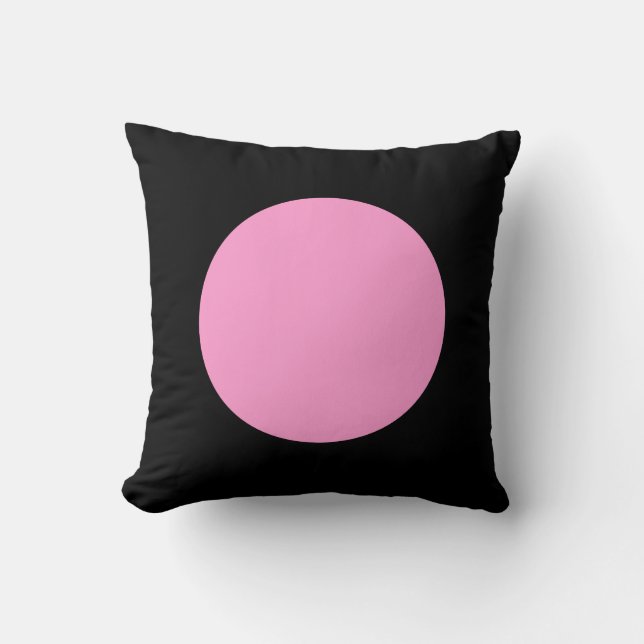 Round Colours - Pink and Black Throw Pillow (Front)