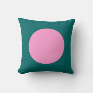 Round Colours - Pink and Moss Green Throw Pillow