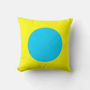 Round Colours - Sky Blue and Yellow Throw Pillow