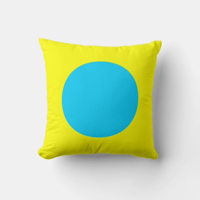 Round Colours - Sky Blue and Yellow Throw Pillow (Front)