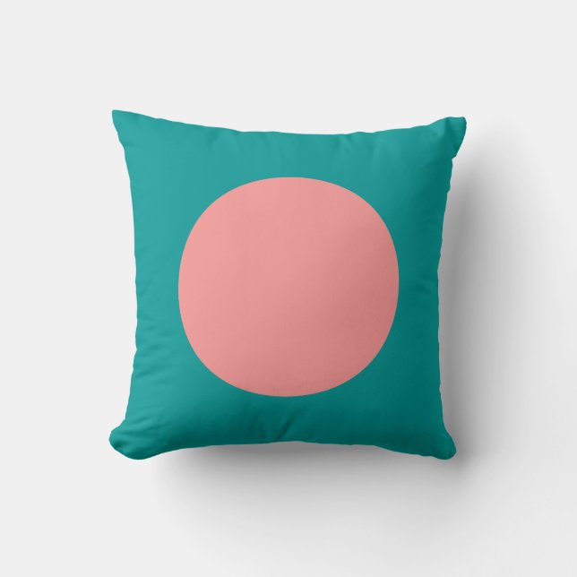 Round Colours - Soft Pink and Ocean Green Throw Pillow (Front)