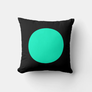 Round Colours - Turquoise and Black Throw Pillow