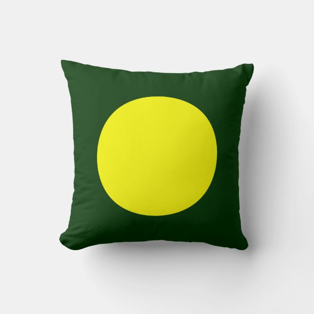 Round Colours - Yellow and Dk Green Throw Pillow (Front)