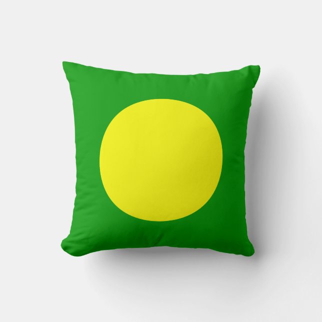 Round Colours - Yellow and Grass Green Throw Pillow (Front)