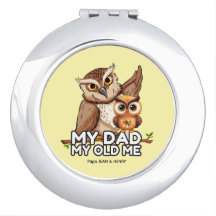 Round Compact Mirror : My Dad My Old Me (yellow)