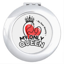 Round Compact Mirror : My Only Queen (white)