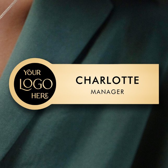 Round Company Logo Professional Employee Gold Name Tag (Creator Uploaded)