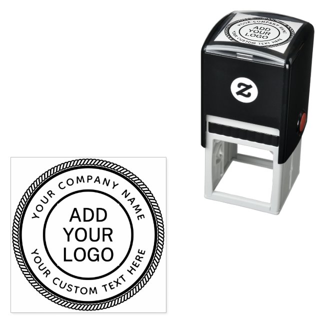 Round company name and custom Text Logo template Self-inking Stamp (In Situ)