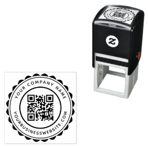 Round Company Name and URL Custom QR Code Self-inking Stamp