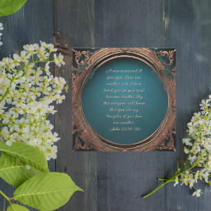 Round Copper Frame with Turquoise Centre Holiday Card