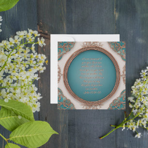 Round Copper Turquoise and Cream Frame Holiday Card