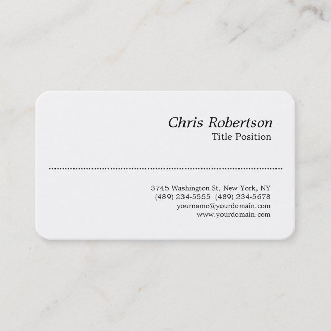 Round Corner Black White Charming Business Card (Front)