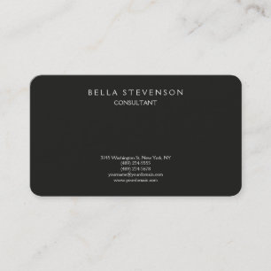 Round Corner Grey Plain Simple Minimalist Stylish Business Card