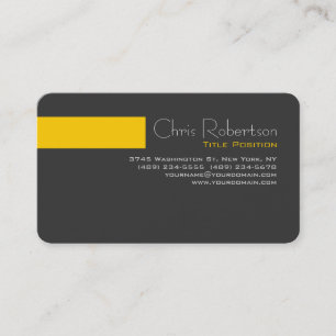 Round Corner Grey Yellow Stripe Business Card