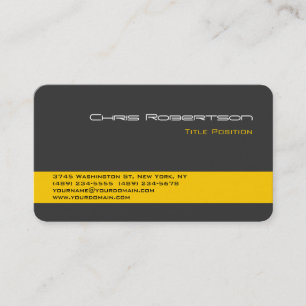 Round Corner Grey Yellow Stripe Business Card