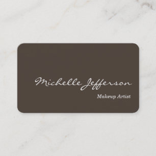 Round Corner Makeup Artist Taupe Business Card