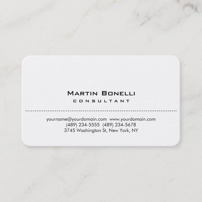 Round Corner White Simple Consultant Business Card (Front)