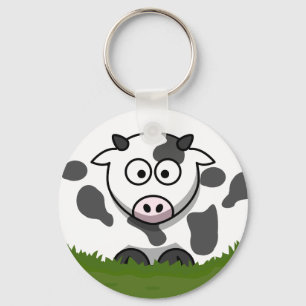 Round Cow Keychain