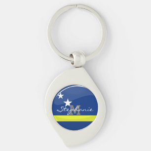 Round Curacao flag Keychain