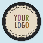 Round Custom Pulpboard Paper Coasters Company Logo<br><div class="desc">Personalize these round pulpboard paper coasters with your own company logo, business slogan, website address, or other custom text. These are 50 point pulpboard featuring a black border and curved text with a modern elegant design. You can customize the colour to match your corporate colours. Custom logo paper coasters can...</div>