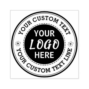 Round Custom Text With Logo  Rubber Stamp