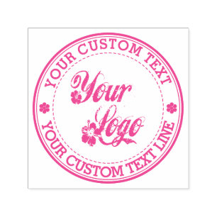 Round Custom Your Text With Logo Self-inking Stamp