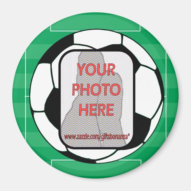 Round Customizable photo soccer ball magnets (Front)