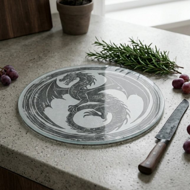 Round Cutting Board Dragon Fantasy Medieval Art (Creator Uploaded)