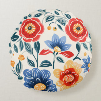 Round decorative plate with bold floral design pillow