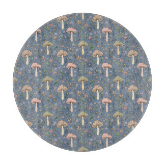 Round Deep Slate Gray Fungi Minimalist Circle Cutting Board