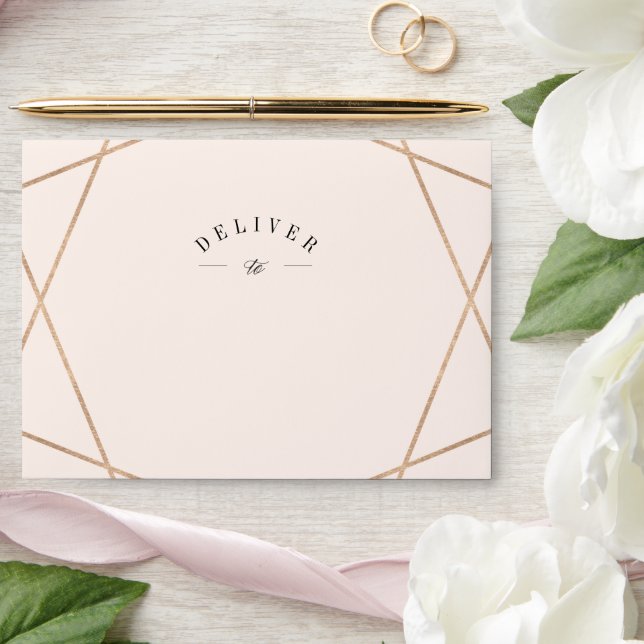 Round Diamond Gem Geometric Monogram Chic Wedding Envelope (Wedding)