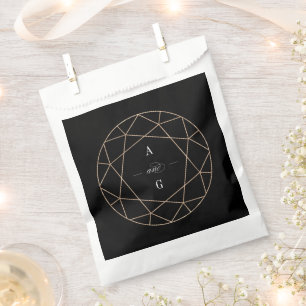 Round Diamond Gem Geometric Monogram Chic Wedding Favour Bag