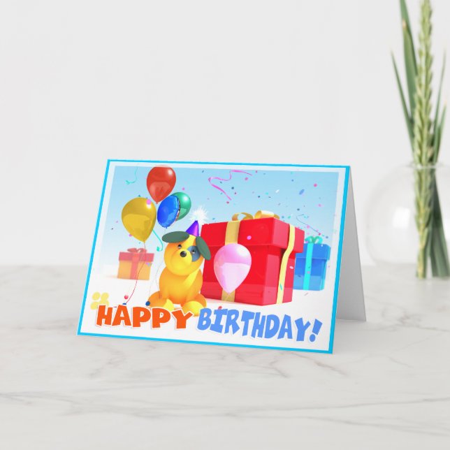 Round Dog Birthday Card (Front)