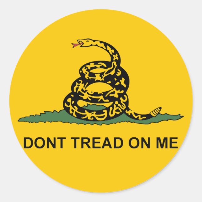 Round Dont Tread on Me Sticker -gadsden tea party (Devant)