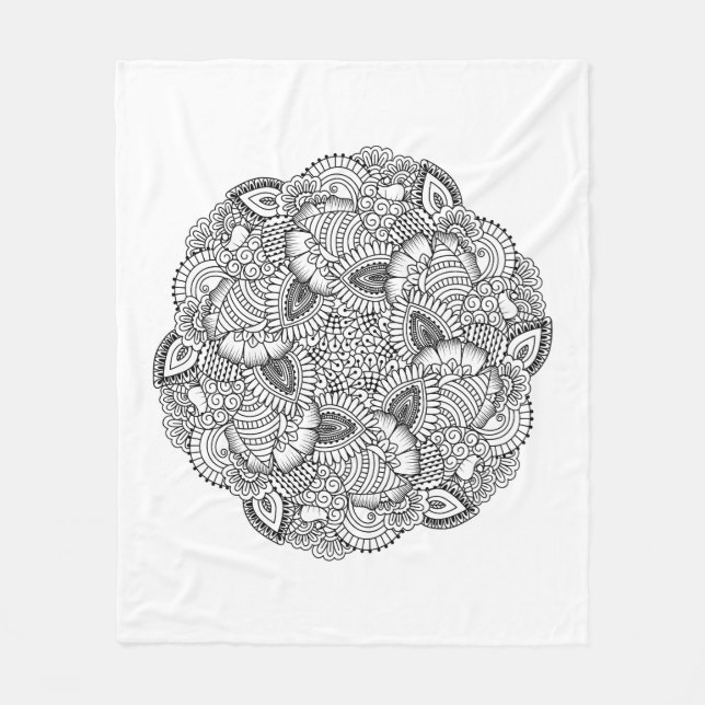 Round Doodle Design Fleece Blanket (Front)