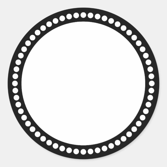 Round Dot Frame Template in Black Classic Round Sticker (Front)