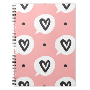 Round dots and bubbles of speech with outlines of  notebook