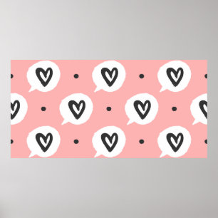 Round dots and bubbles of speech with outlines of poster