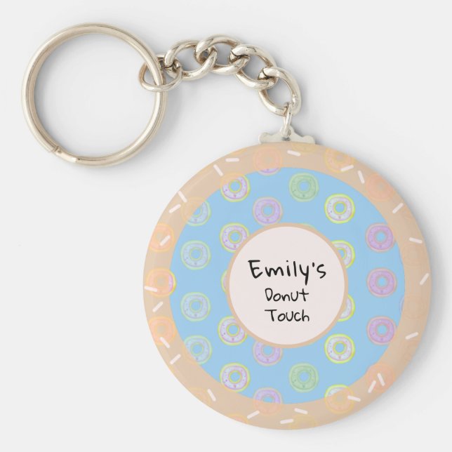 Round Doughnut Touch Blue Keychain (Front)