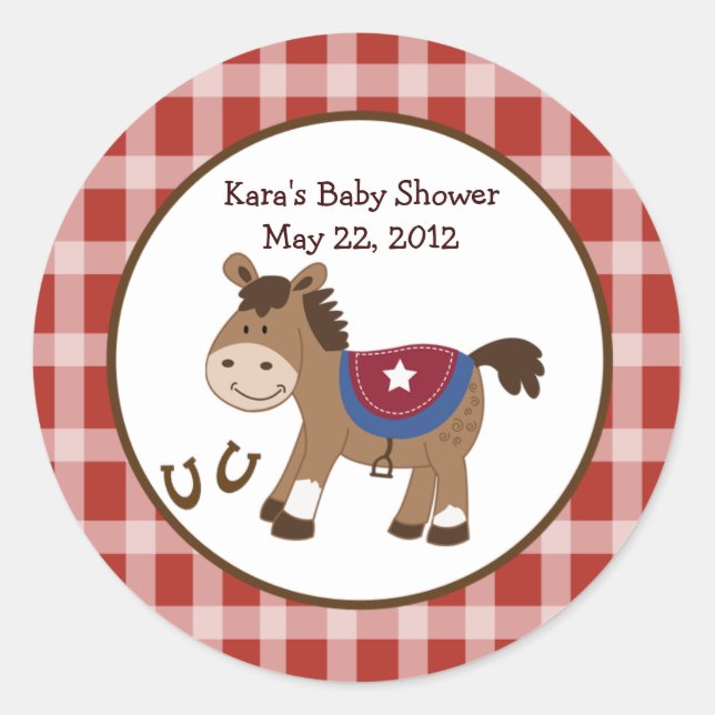Round 'Em Up Birthday Baby Shower Favour Sticker (Front)