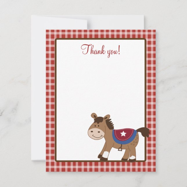 Round 'Em Up Western Horse 4x5 Flat Thank you note Invitation (Front)