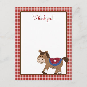 Round 'Em Up Western Horse 4x5 Flat Thank you note Invitation