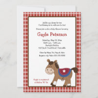 Round 'Em Up Western Horse Baby Shower Invitation